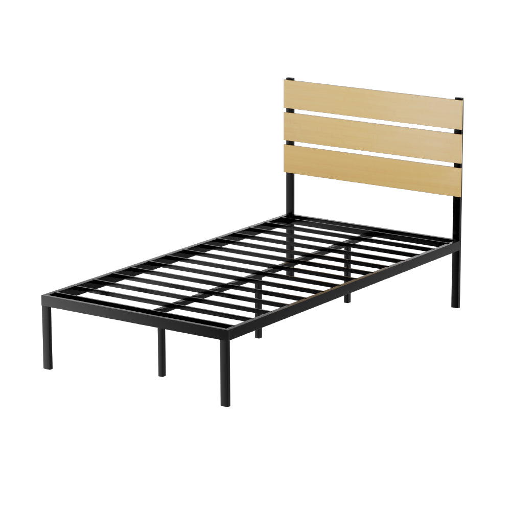 Artiss Bed Frame Metal Bed Base King Single Size Platform Foundation Black PAULA - Newstart Furniture