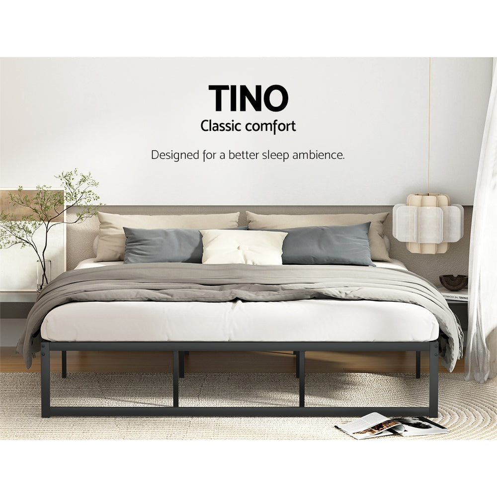 Artiss Bed Frame Metal Platform King Size Bed Base Mattress Black TINO - Newstart Furniture