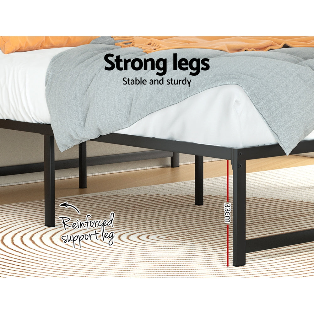 Artiss Bed Frame Metal Platform King Size Bed Base Mattress Black TINO - Newstart Furniture