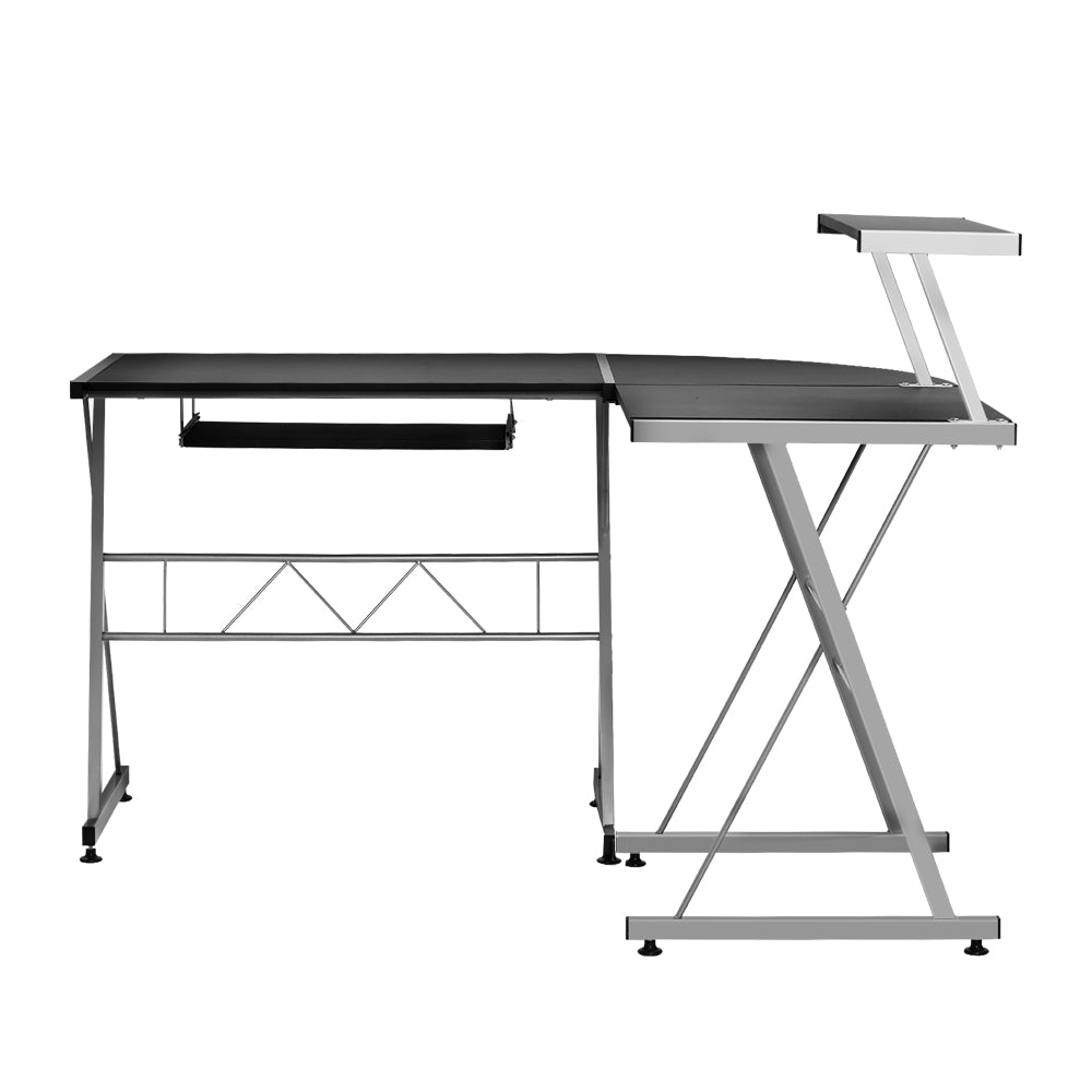 Artiss Corner Metal Pull Out Table Desk - Black - Newstart Furniture