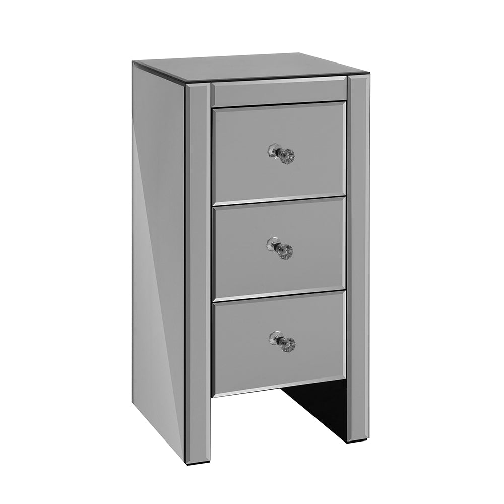 Artiss Mirrored Bedside Tables Drawers Crystal Chest Nightstand Glass Grey - Newstart Furniture