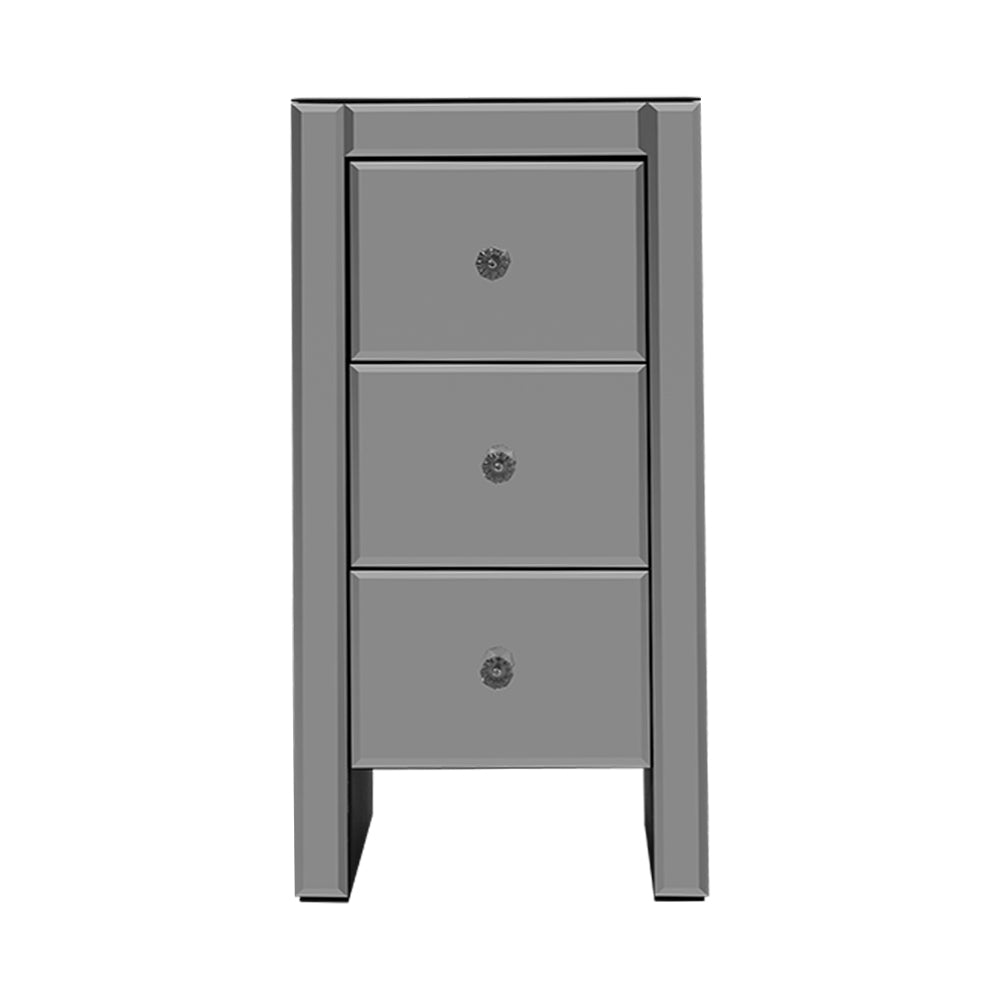 Artiss Mirrored Bedside Tables Drawers Crystal Chest Nightstand Glass Grey - Newstart Furniture