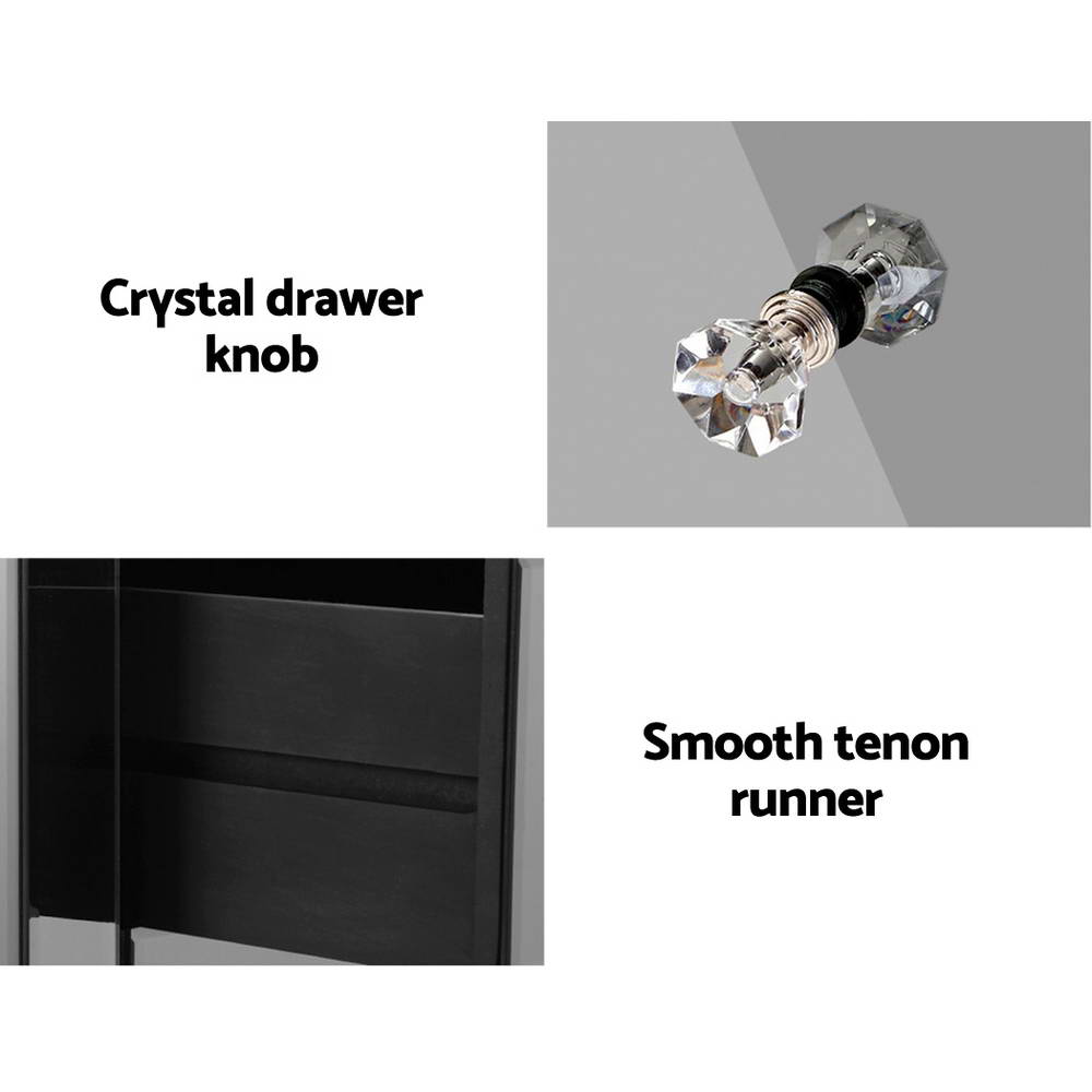 Artiss Mirrored Bedside Tables Drawers Crystal Chest Nightstand Glass Grey - Newstart Furniture