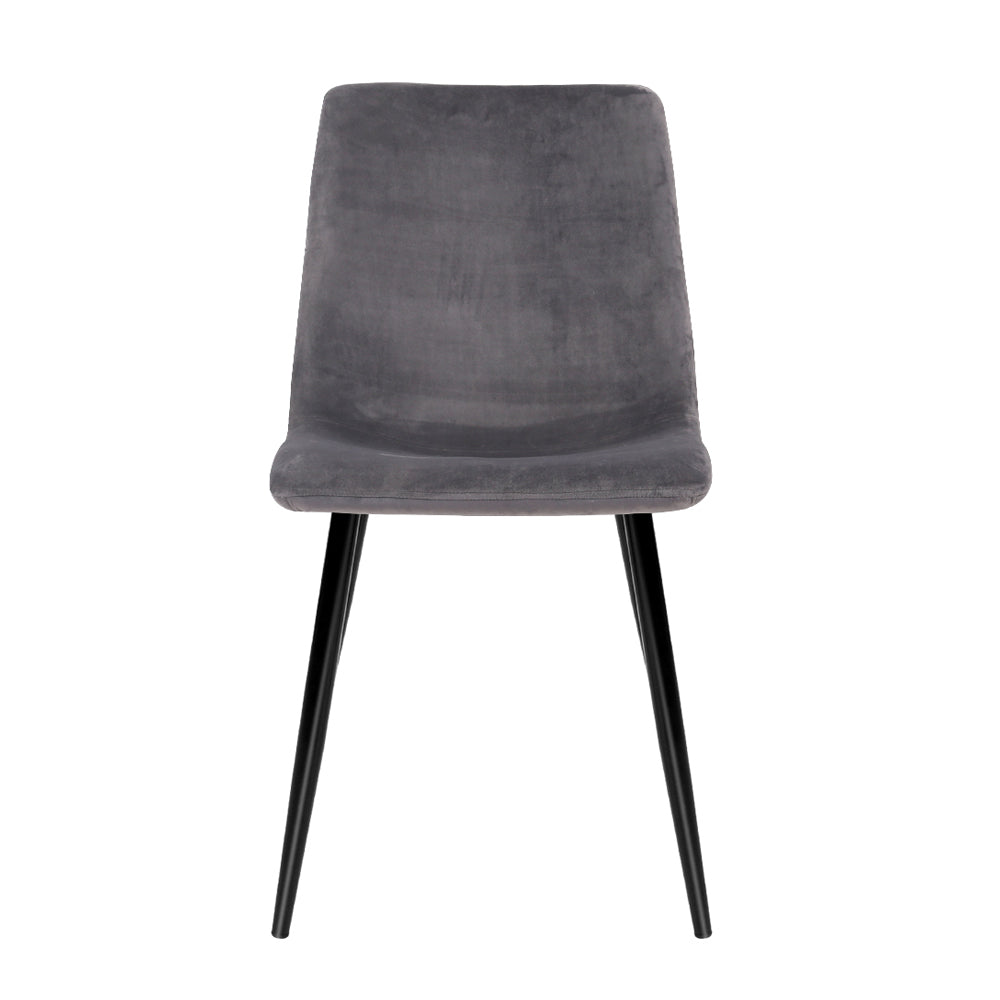 Artiss Grey Velvet Dining Chairs Set of 4 with Iron Legs