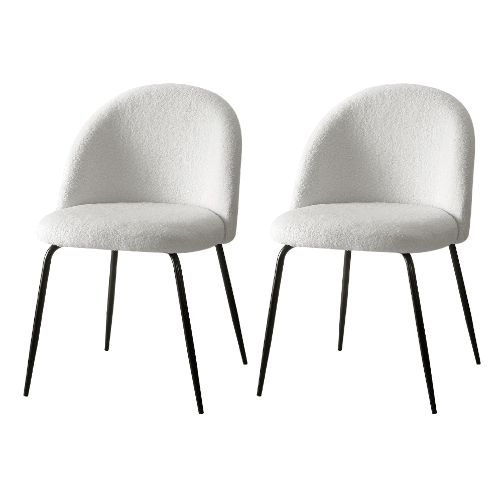 Artiss Dining Chairs Accent Chairs Armchair Kitchen Sherpa Boucle Chair White - Newstart Furniture