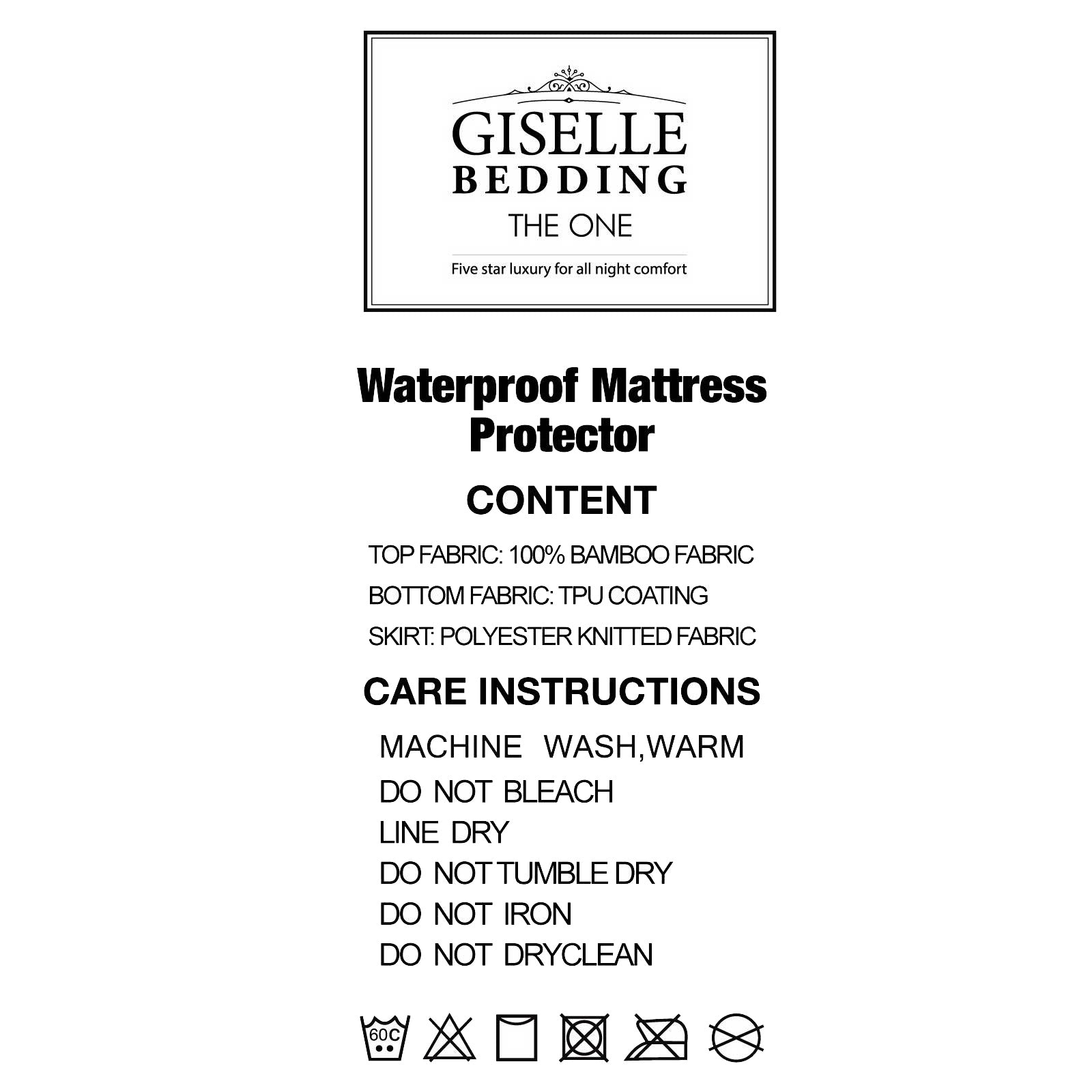 Giselle Bedding Double Size Waterproof Bamboo Mattress Protector - Newstart Furniture