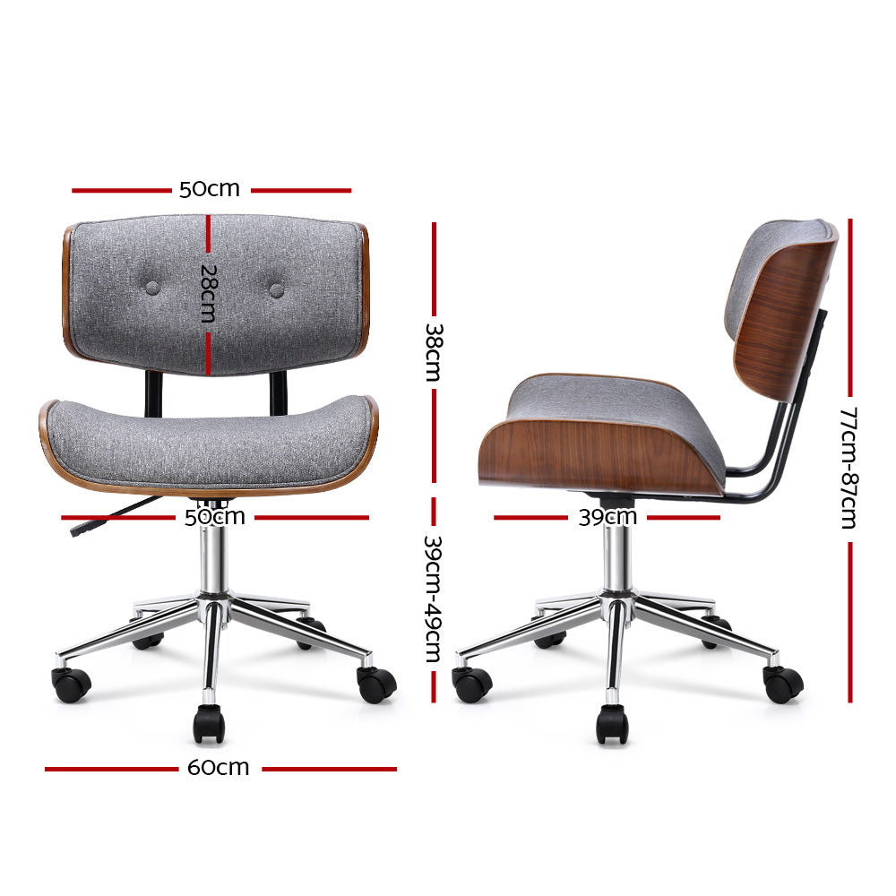 Artiss Wooden Fabric Office Chair Grey - Newstart Furniture