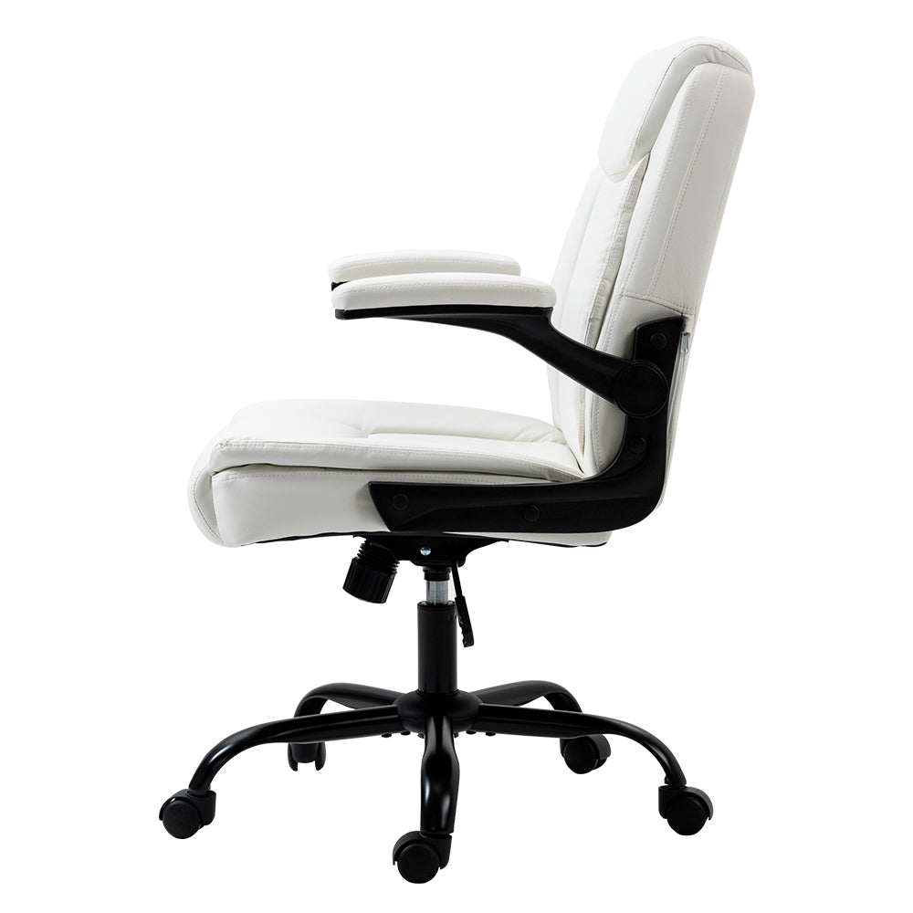 Artiss Office Chair Leather Computer Executive Chairs Gaming Study Desk White - Newstart Furniture