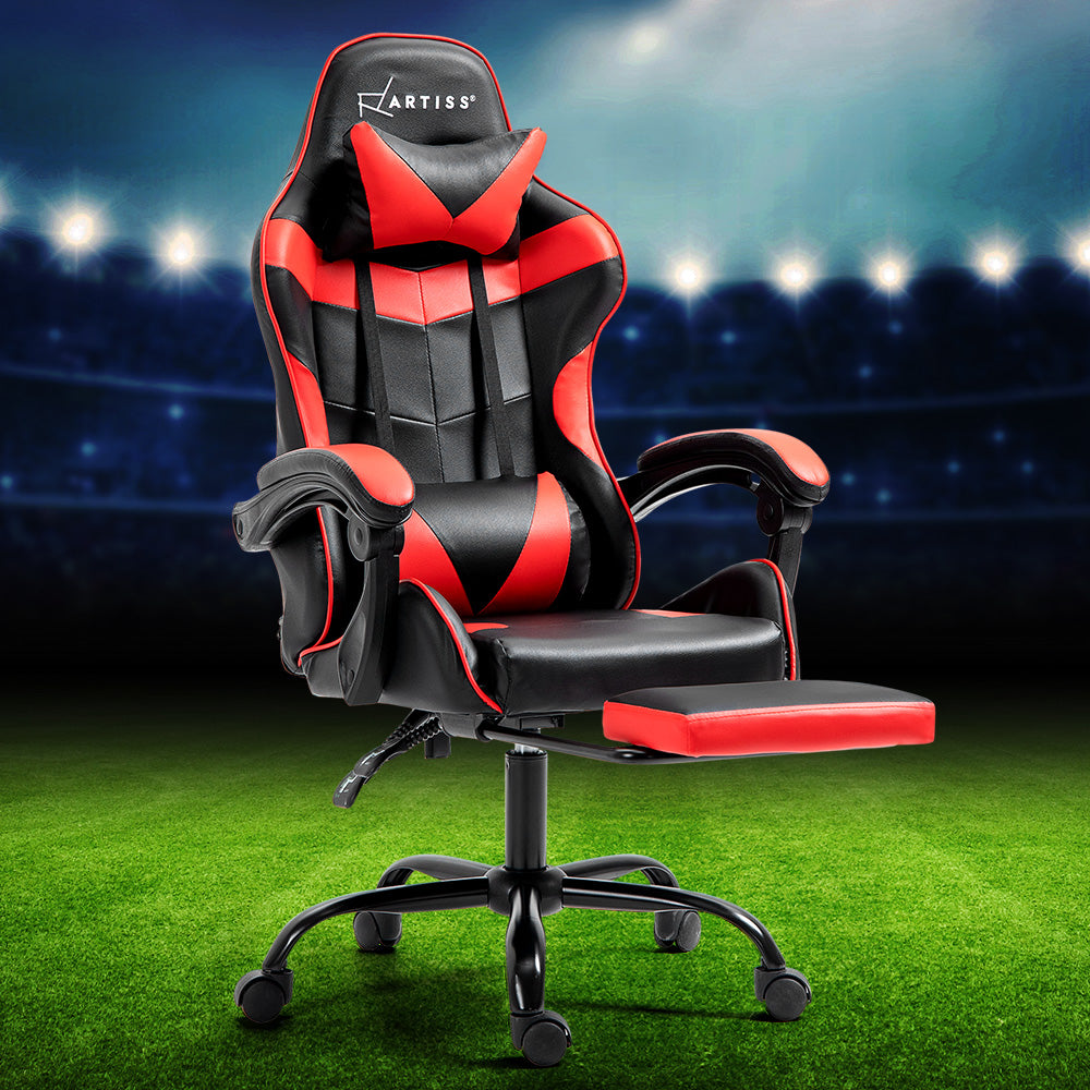 Artiss Office Chair Gaming Computer Executive Chairs Racing Seat Recliner Red - Newstart Furniture