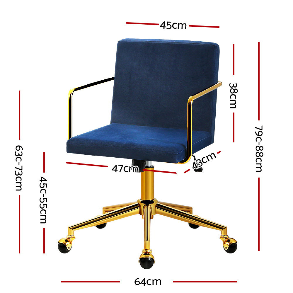 Caraway Velvet Office Chair Royal Blue - Newstart Furniture