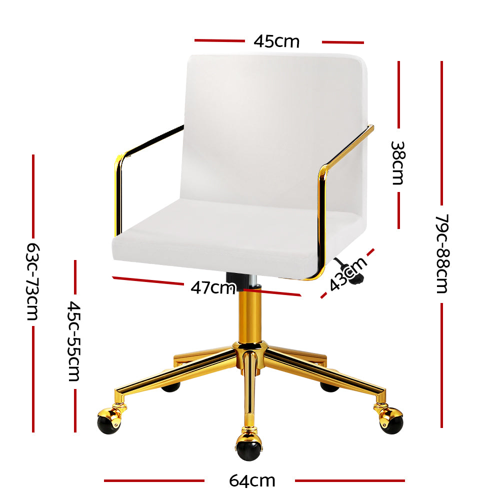 Velvet Office Chair Executive Fabric Computer Chairs Adjustable Work Study White - Newstart Furniture