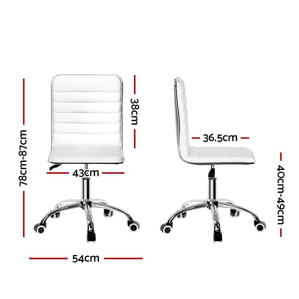 Artiss Office Chair Computer Desk Gaming Chairs PU Leather Low Back White - Newstart Furniture