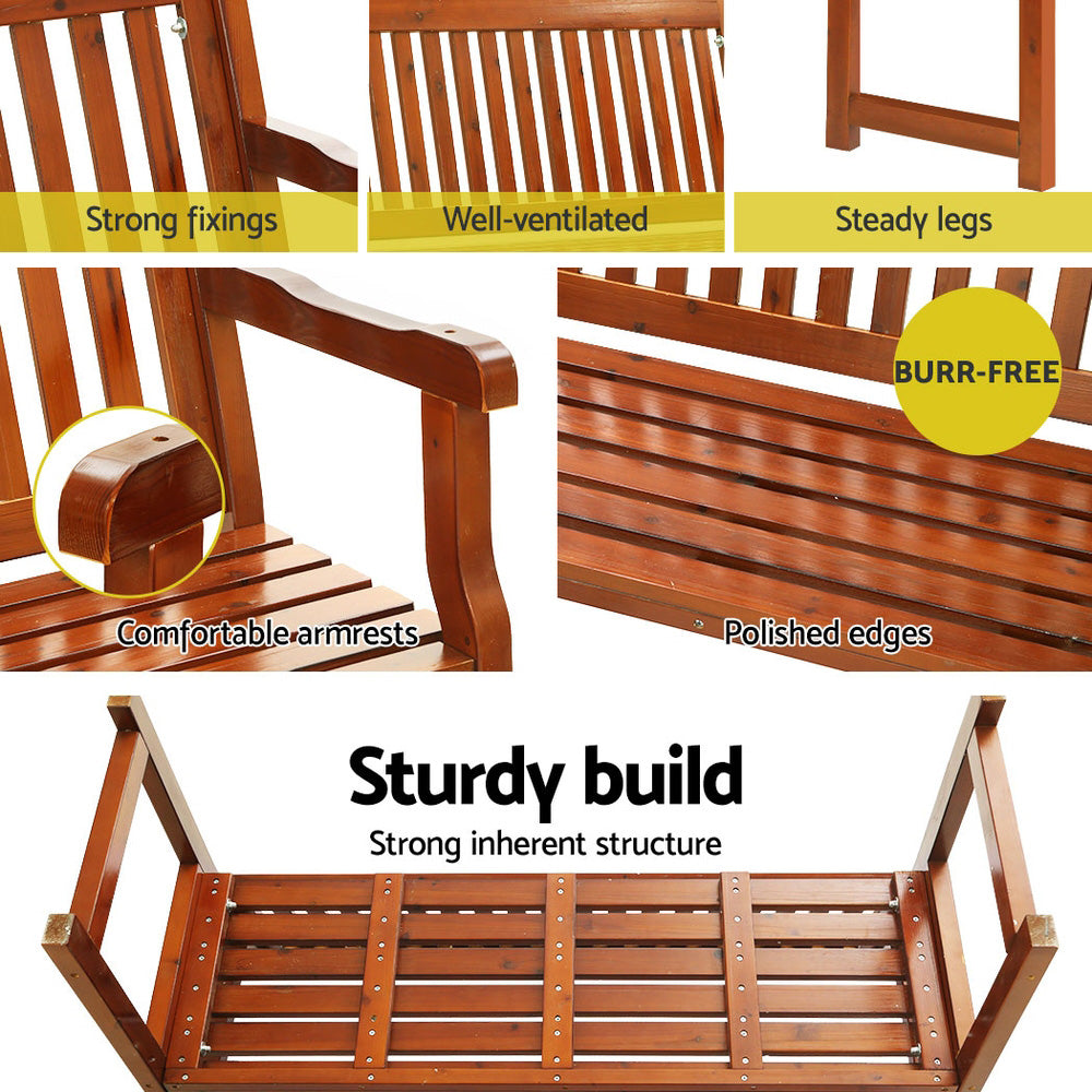 Gardeon Outdoor Garden Bench Seat Wooden Chair Patio Furniture Timber Lounge - Newstart Furniture