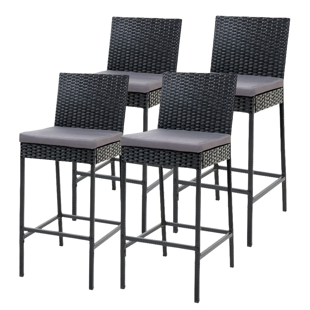 Gardeon Set of 4 Outdoor Bar Stools Dining Chairs Wicker Furniture - Newstart Furniture