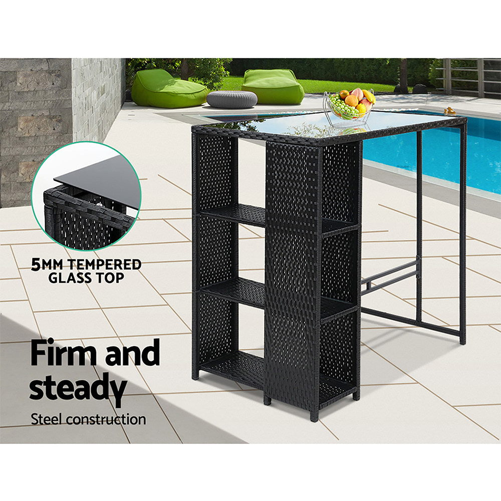 Gardeon Outdoor Bar Set Table Stools Furniture Dining Chairs Wicker Patio Garden - Newstart Furniture