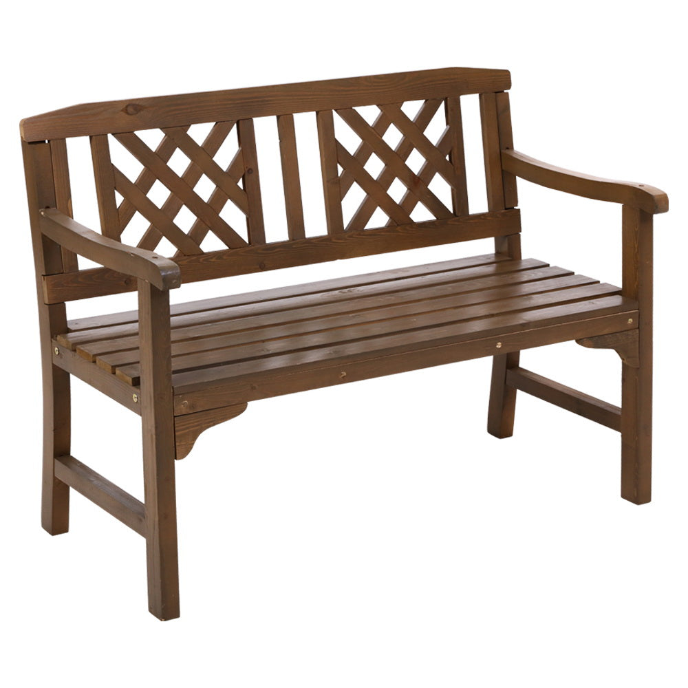 Gardeon Wooden Garden Bench 2 Seat Patio Furniture Timber Outdoor Lounge Chair Natural - Newstart Furniture