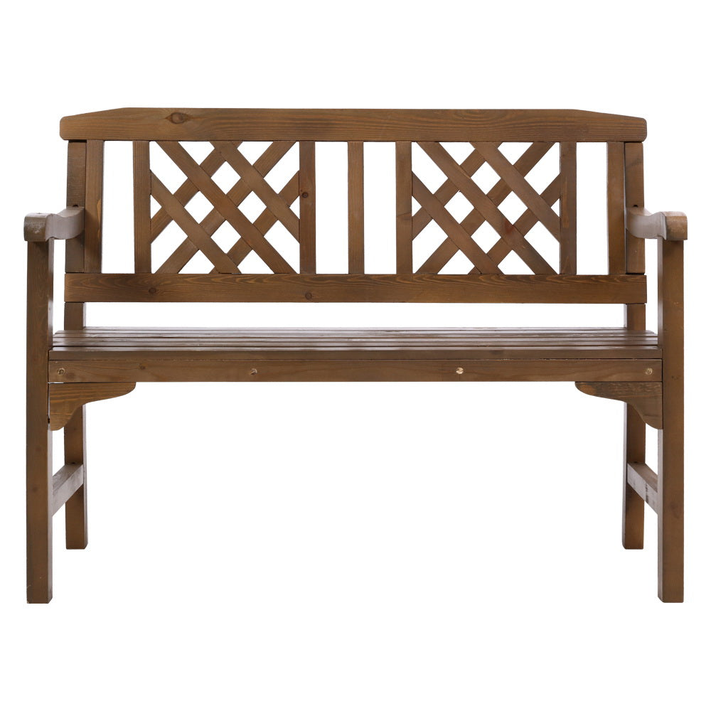 Gardeon Wooden Garden Bench 2 Seat Patio Furniture Timber Outdoor Lounge Chair Natural - Newstart Furniture