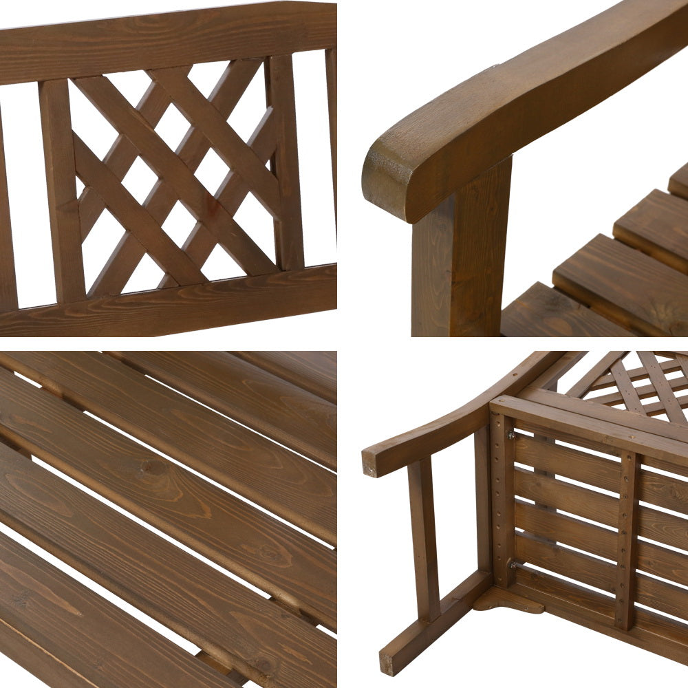 Gardeon Wooden Garden Bench 2 Seat Patio Furniture Timber Outdoor Lounge Chair Natural - Newstart Furniture