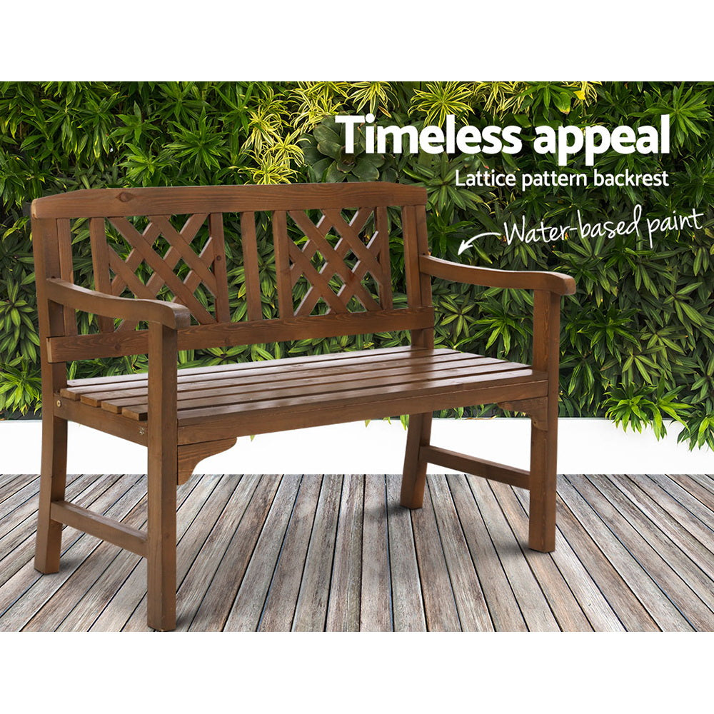 Gardeon Wooden Garden Bench 2 Seat Patio Furniture Timber Outdoor Lounge Chair Natural - Newstart Furniture