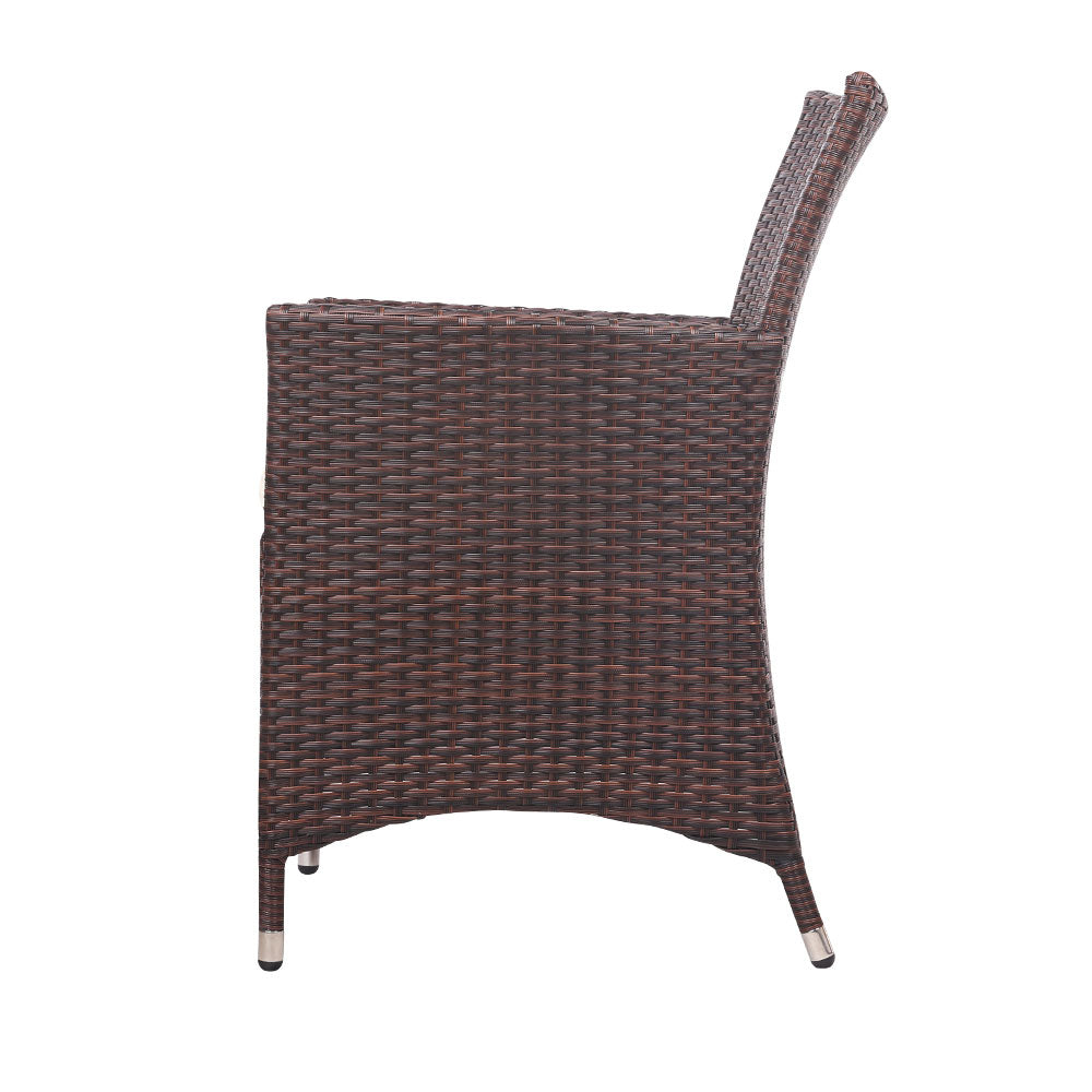 Gardeon 3 Piece Wicker Outdoor Furniture Set - Brown - Newstart Furniture