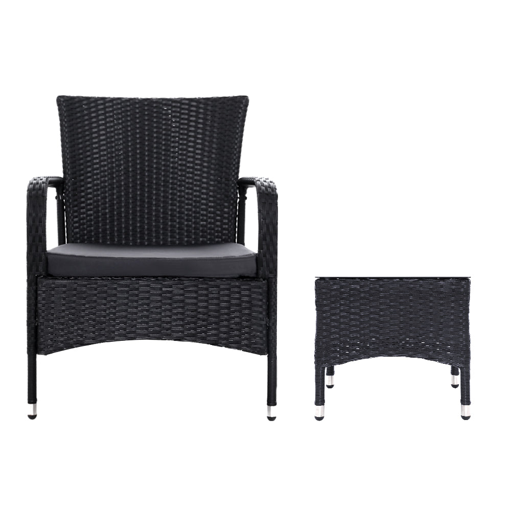 Outdoor Furniture Patio Set Wicker Outdoor Conversation Set Chairs Table 3PCS - Newstart Furniture