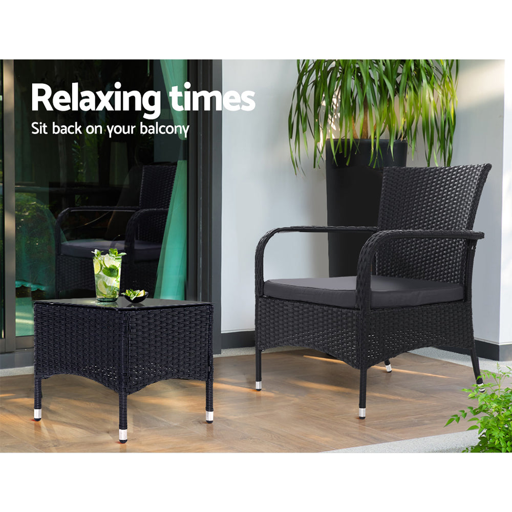 Outdoor Furniture Patio Set Wicker Outdoor Conversation Set Chairs Table 3PCS - Newstart Furniture