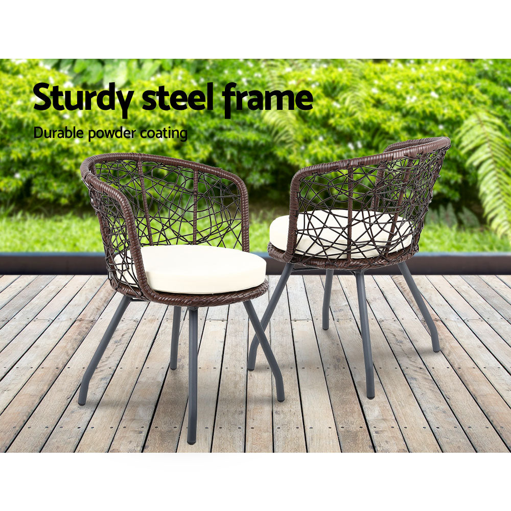 Gardeon Outdoor Patio Chair and Table - Brown - Newstart Furniture