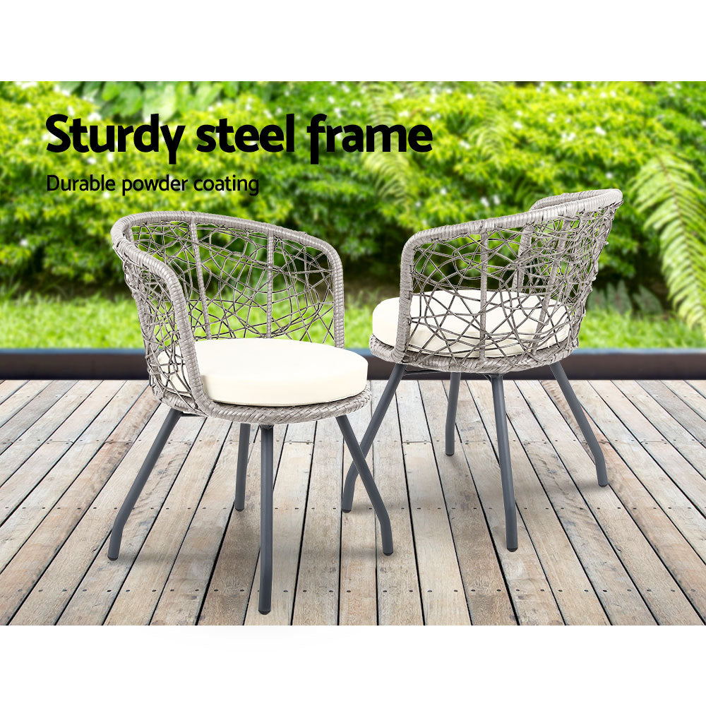 Gardeon Outdoor Patio Chair and Table - Grey - Newstart Furniture