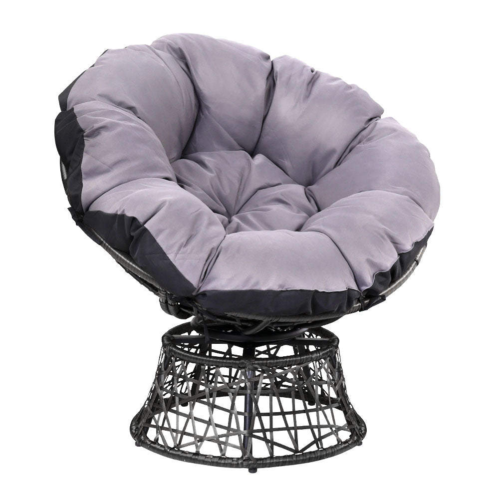 Gardeon Outdoor Papasan Chairs Lounge Setting Patio Furniture Wicker Black - Newstart Furniture