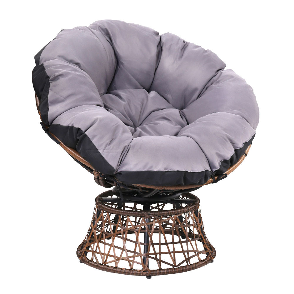 Gardeon Outdoor Papasan Chairs Lounge Setting Patio Furniture Wicker Brown - Newstart Furniture