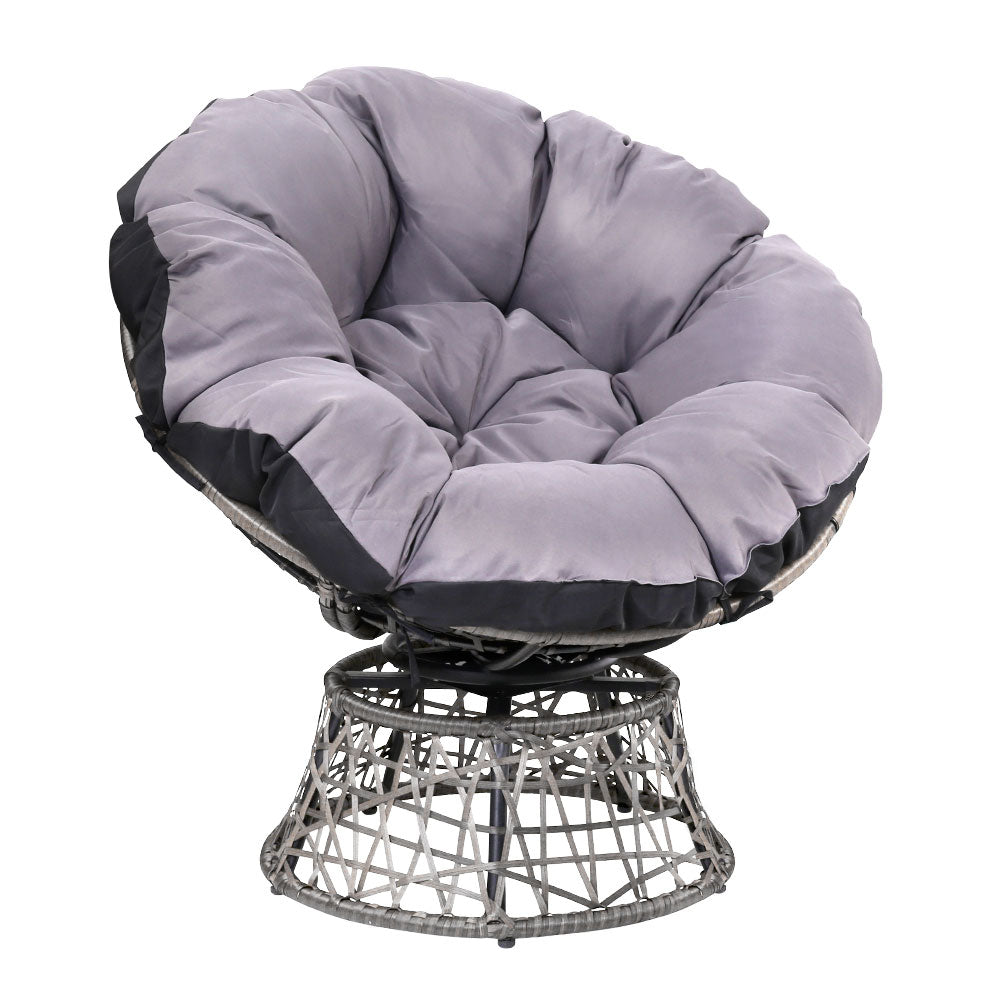Gardeon Outdoor Papasan Chairs Lounge Setting Patio Furniture Wicker Grey - Newstart Furniture
