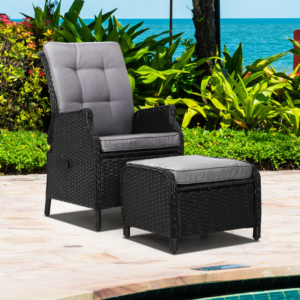 Gardeon Recliner Chair Sun lounge Setting Outdoor Furniture Patio Wicker Sofa - Newstart Furniture