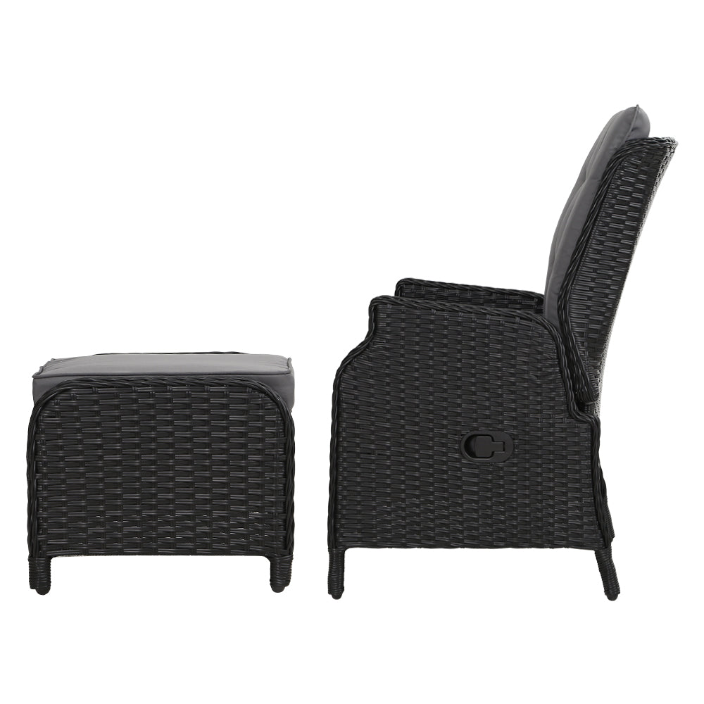 Gardeon Set of 2 Recliner Chairs Sun lounge Outdoor Setting Patio Furniture Wicker Sofa - Newstart Furniture