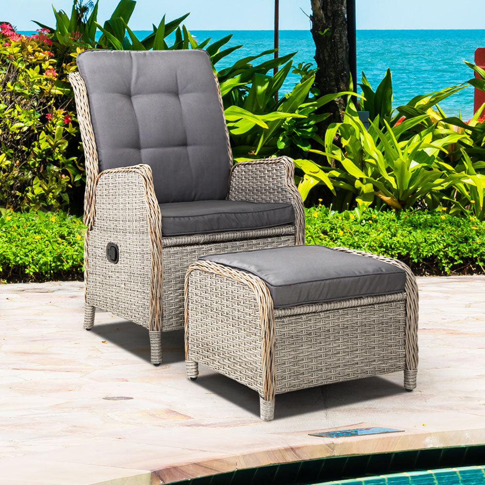 Gardeon Recliner Chair Sun lounge Outdoor Setting Patio Furniture Wicker Sofa - Newstart Furniture