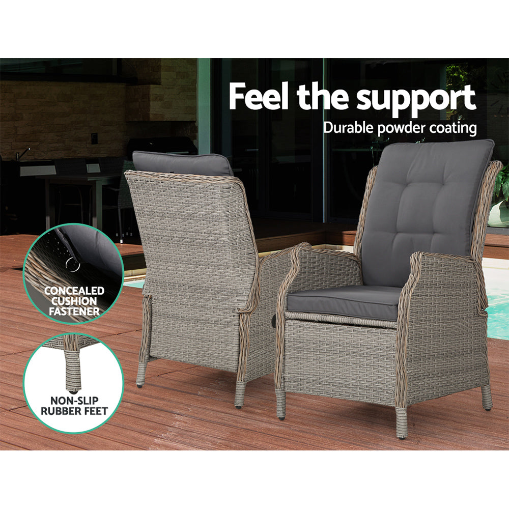 Gardeon Recliner Chair Sun lounge Outdoor Setting Patio Furniture Wicker Sofa - Newstart Furniture