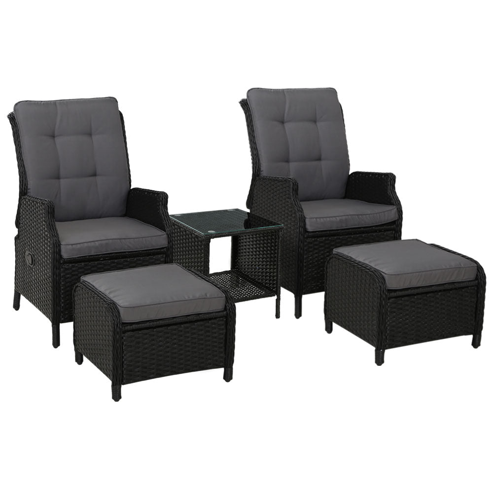 Gardeon Recliner Chairs Sun lounge Setting Outdoor Furniture Patio Garden Wicker - Newstart Furniture