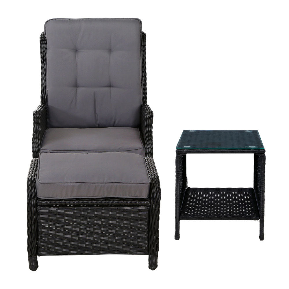 Gardeon Recliner Chairs Sun lounge Setting Outdoor Furniture Patio Garden Wicker - Newstart Furniture