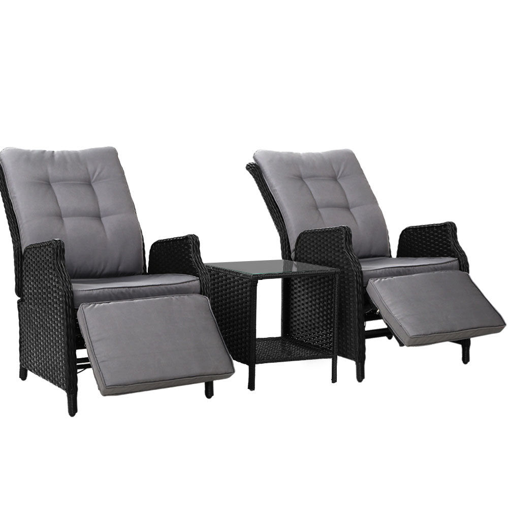 Gardeon Recliner Chairs Sun lounge Setting Outdoor Furniture Patio Wicker Sofa - Newstart Furniture