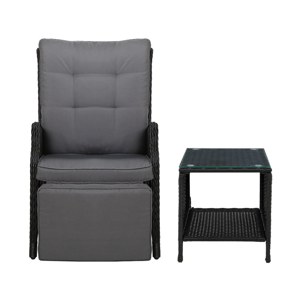 Gardeon Recliner Chairs Sun lounge Setting Outdoor Furniture Patio Wicker Sofa - Newstart Furniture