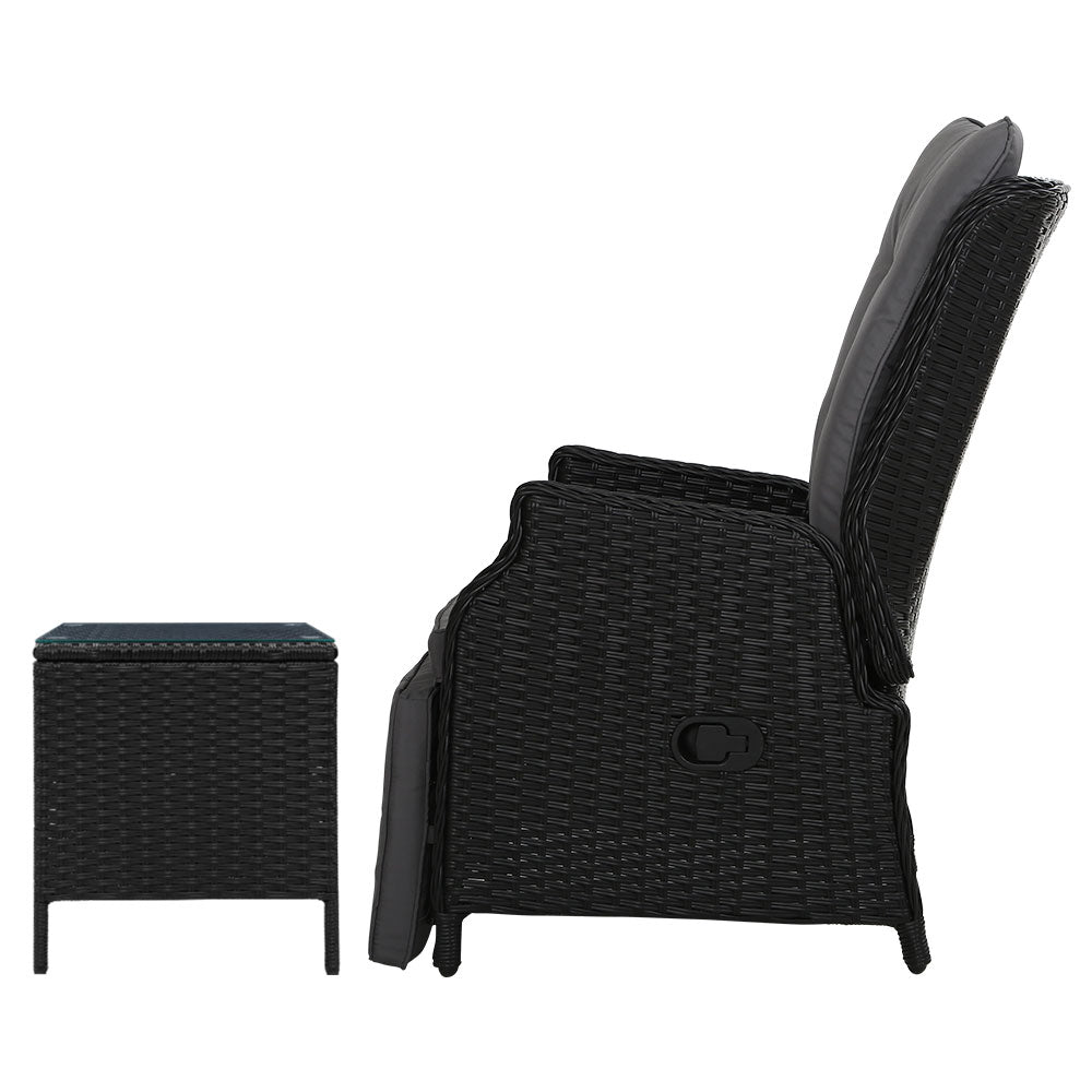 Gardeon Recliner Chairs Sun lounge Setting Outdoor Furniture Patio Wicker Sofa - Newstart Furniture