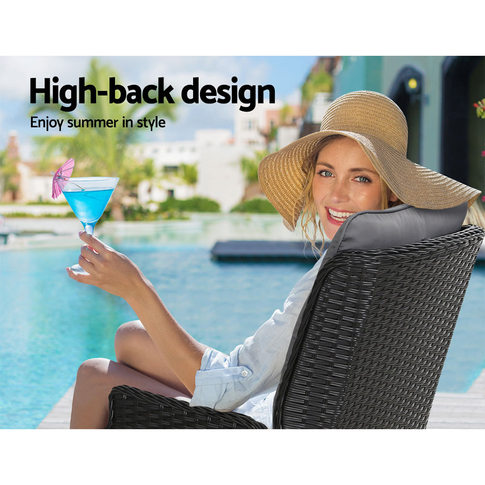 Gardeon Recliner Chairs Sun lounge Setting Outdoor Furniture Patio Wicker Sofa - Newstart Furniture