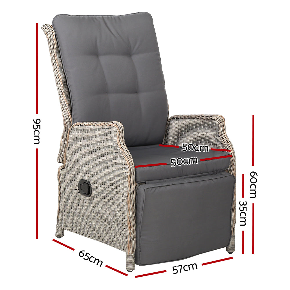 Gardeon Sun lounge Setting Recliner Chair Outdoor Furniture Patio Wicker Sofa - Newstart Furniture