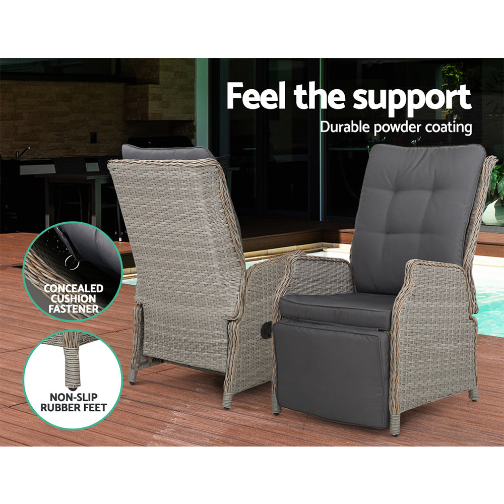 Gardeon Sun lounge Setting Recliner Chair Outdoor Furniture Patio Wicker Sofa - Newstart Furniture