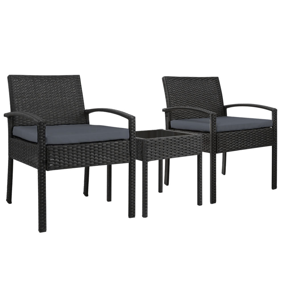 Gardeon 3-piece Outdoor Set - Black - Newstart Furniture