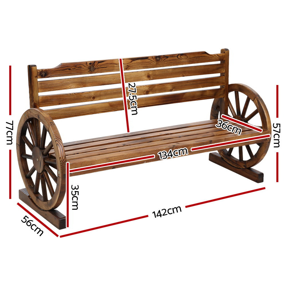 Gardeon Garden Bench Wooden Wagon Chair 3 Seat Outdoor Furniture Backyard Lounge - Newstart Furniture