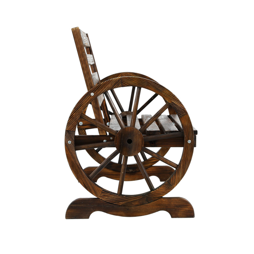 Gardeon Wooden Wagon Wheel Bench Brown