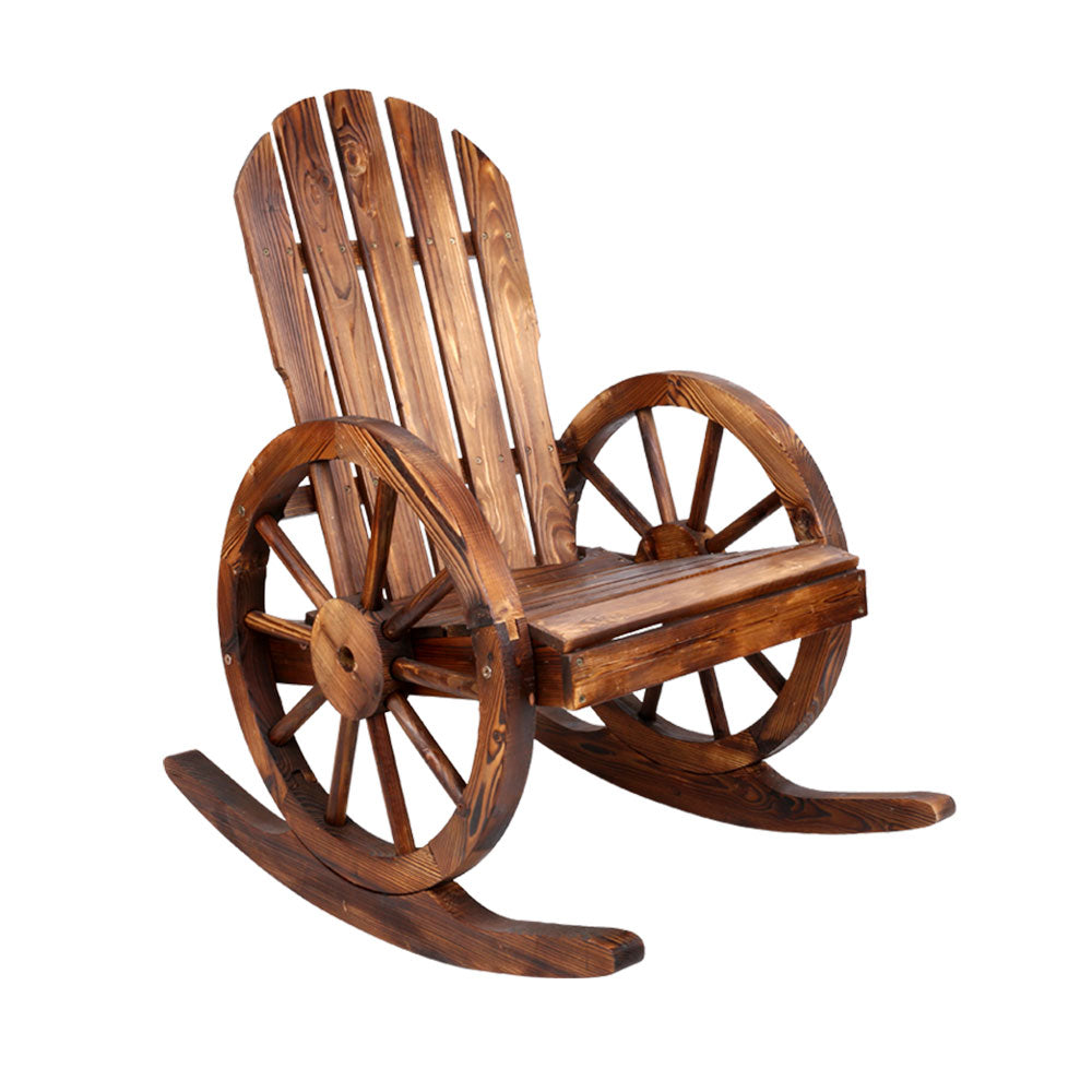 Gardeon Wagon Wheels Rocking Chair - Brown - Newstart Furniture