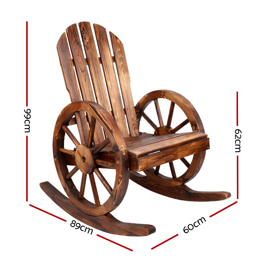 Gardeon Wagon Wheels Rocking Chair - Brown - Newstart Furniture