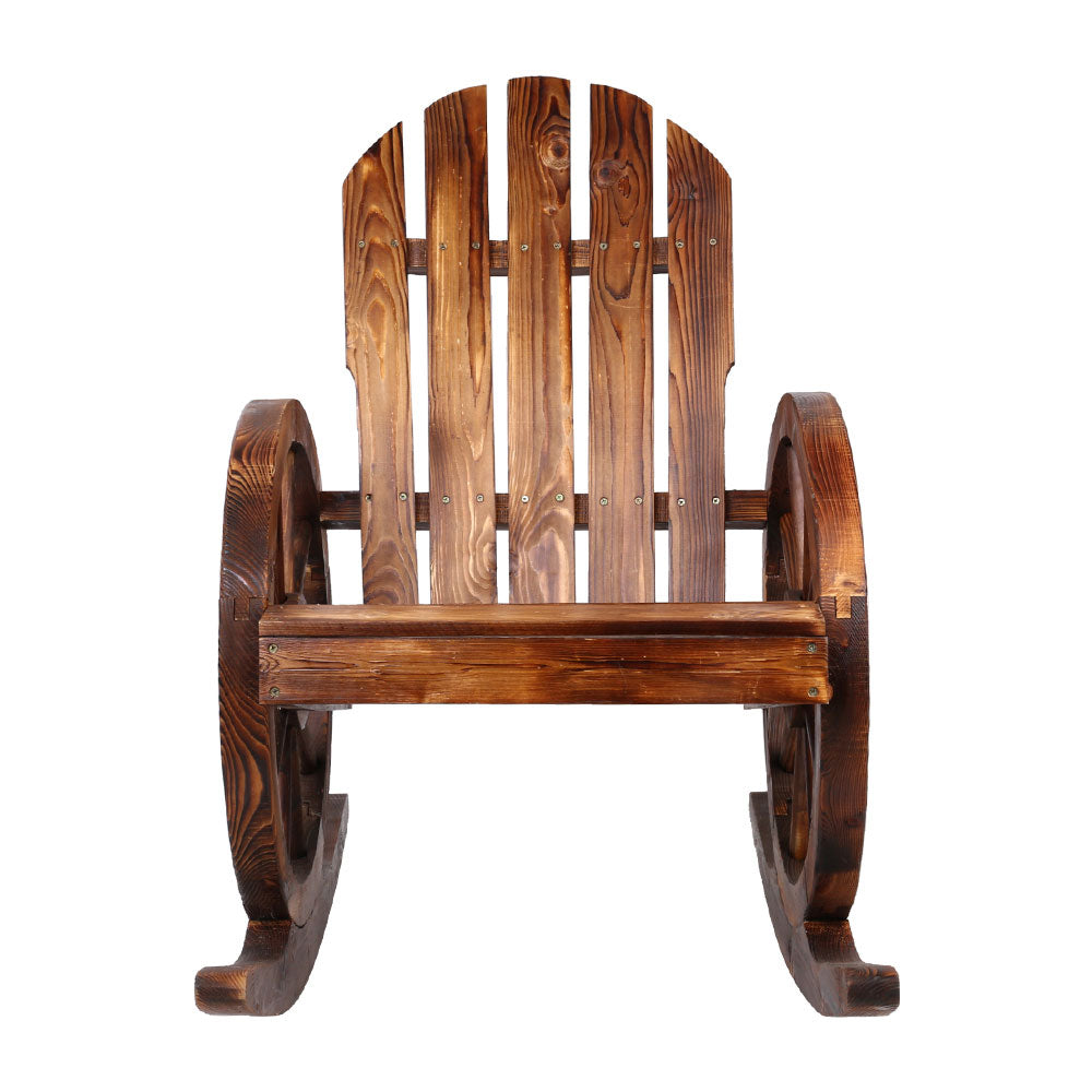 Gardeon Wagon Wheels Rocking Chair - Brown - Newstart Furniture