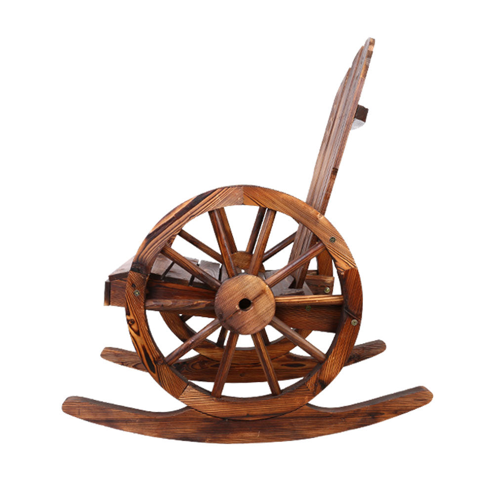 Gardeon Wagon Wheels Rocking Chair - Brown - Newstart Furniture